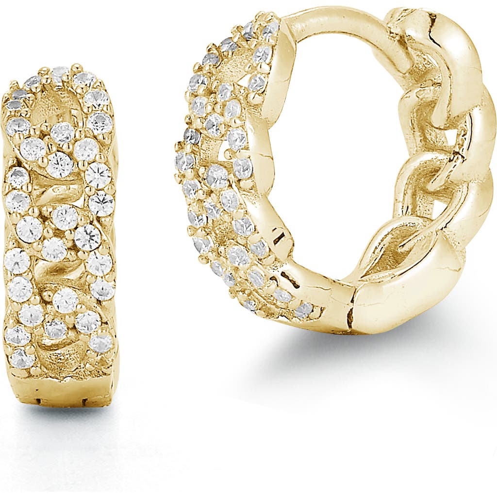 Chloe & Madison Chloe And Madison Cubic Zirconia Curb Huggie Hoop Earrings In Gold