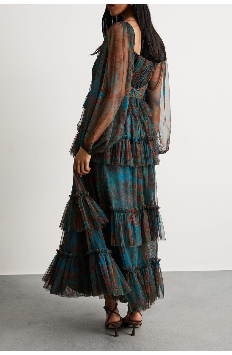 Warehouse Abstract Print Cut Out Maxi Dress, Alternate, color, Blue