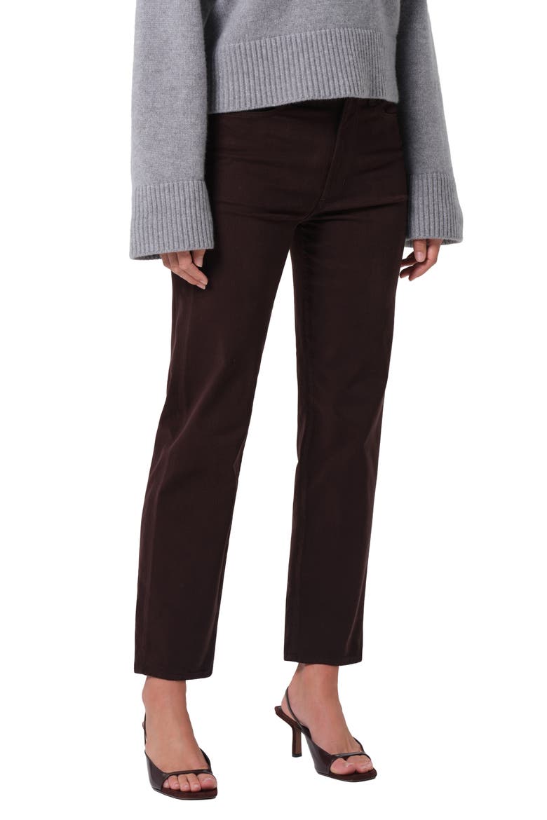 Caia High Waist Ankle Straight Leg Jeans, Main, color, BARRISTER DARK BROWN