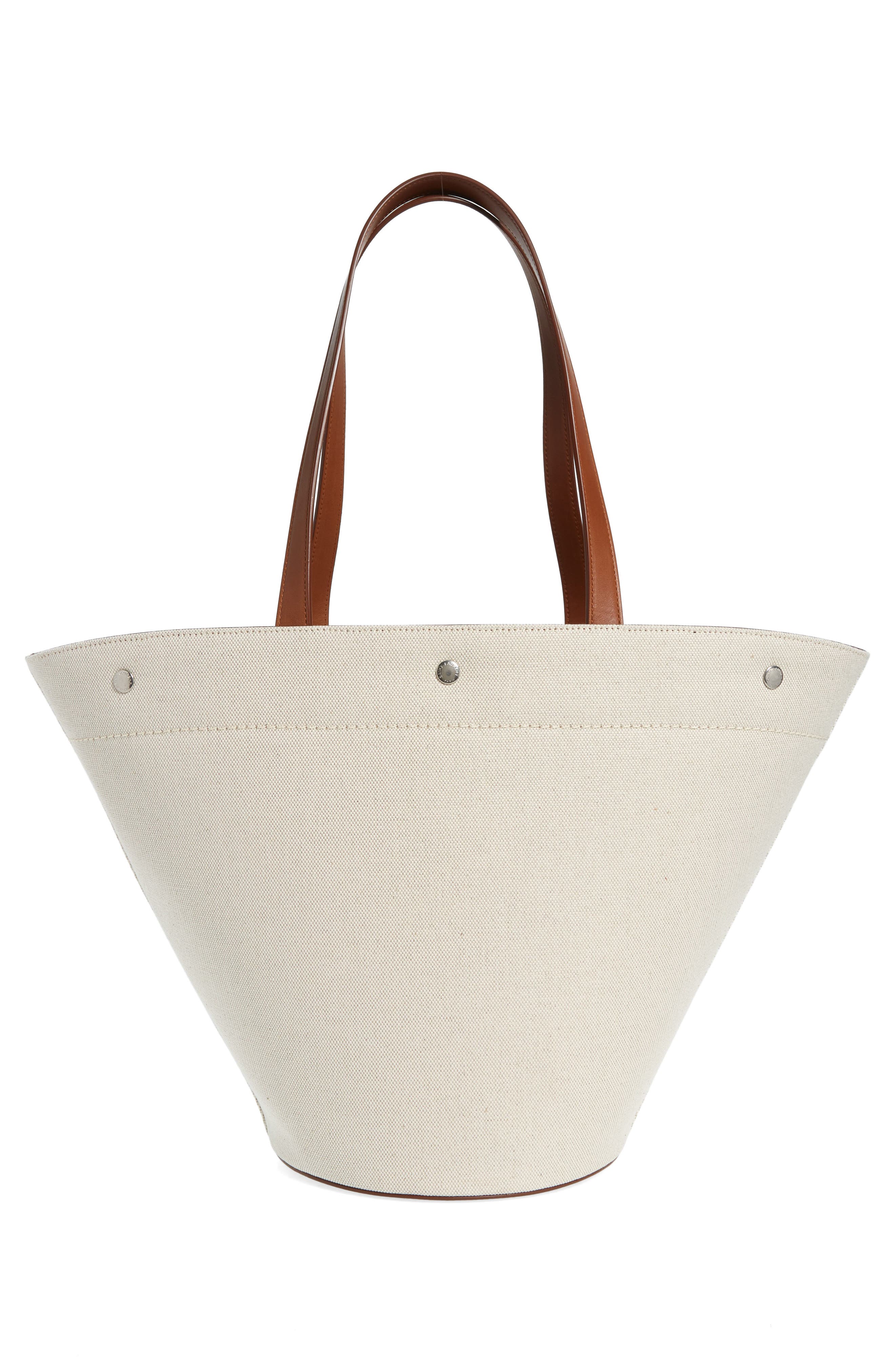 Saint Laurent Rive Gauche Canvas Tote, Alternate, color, Greggio/ Nero/ Brick