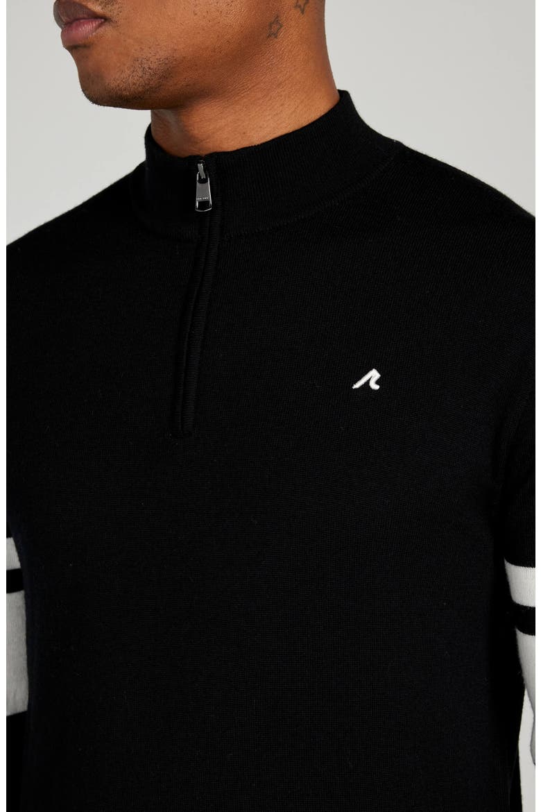 Stayner Stripe Merino Wool Quarter Zip Sweater, Alternate, color, TUXEDO