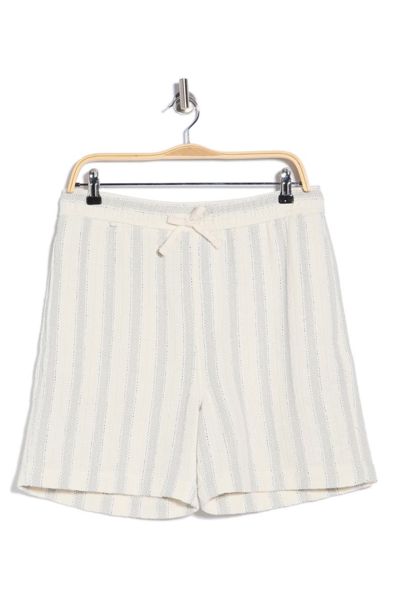 DENIM AND FLOWER Textured Drawstring Shorts, Main, color, Off White