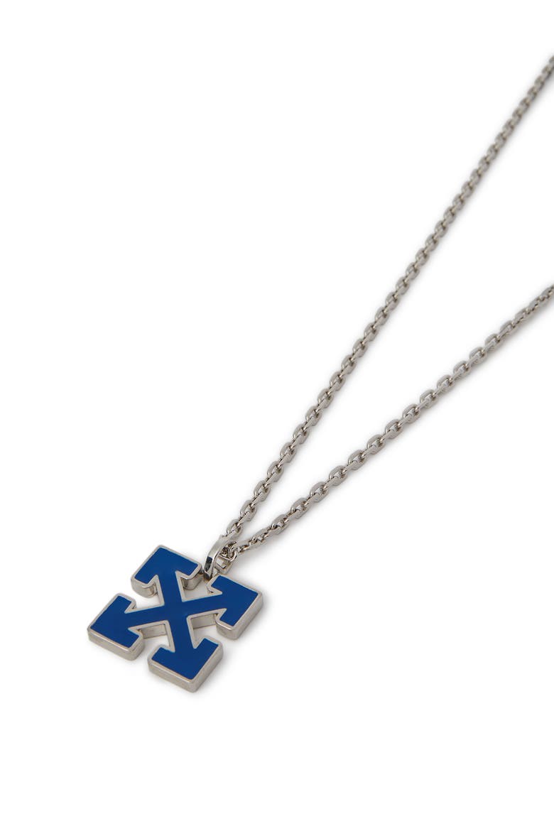Men's Blue Enamel Arrow Necklace, Alternate, color, Silver