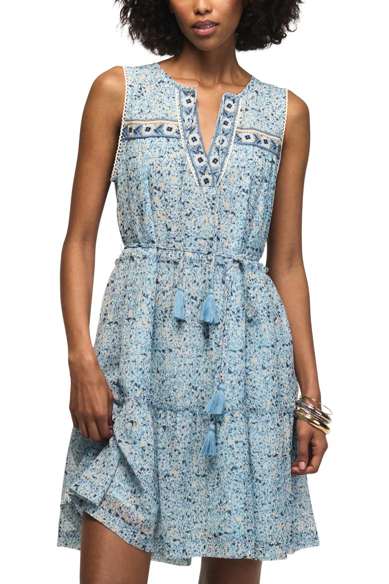 Floral Embroidery Minidress, Alternate, color, BLUE FLORAL