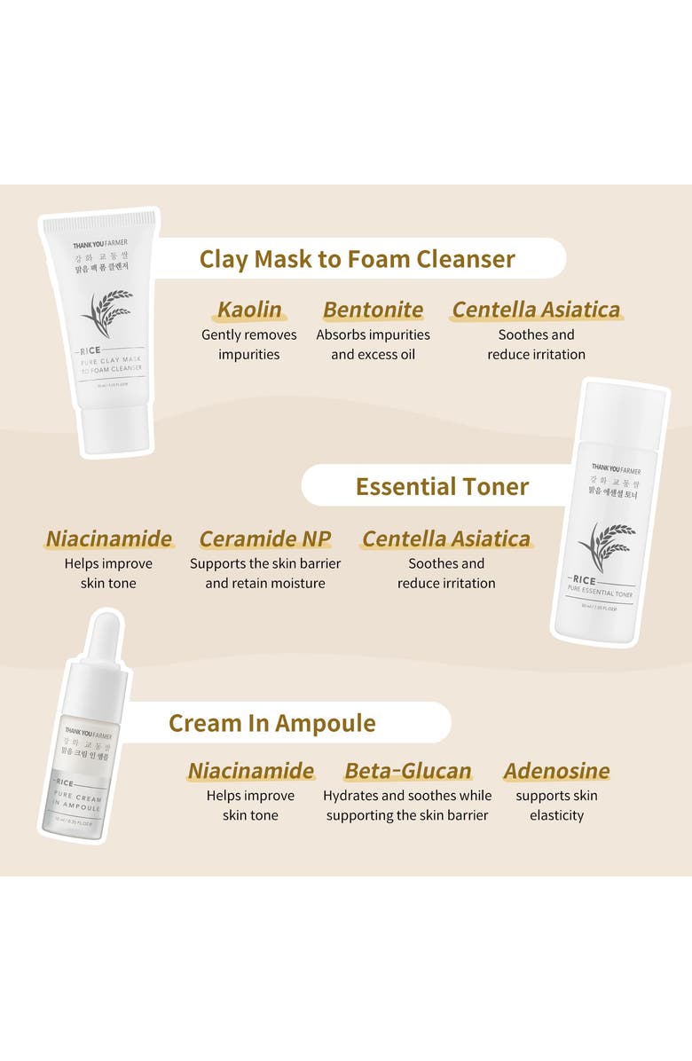 THANK YOU FARMER Rice Pure Glow Travel Kit, Alternate, color, White