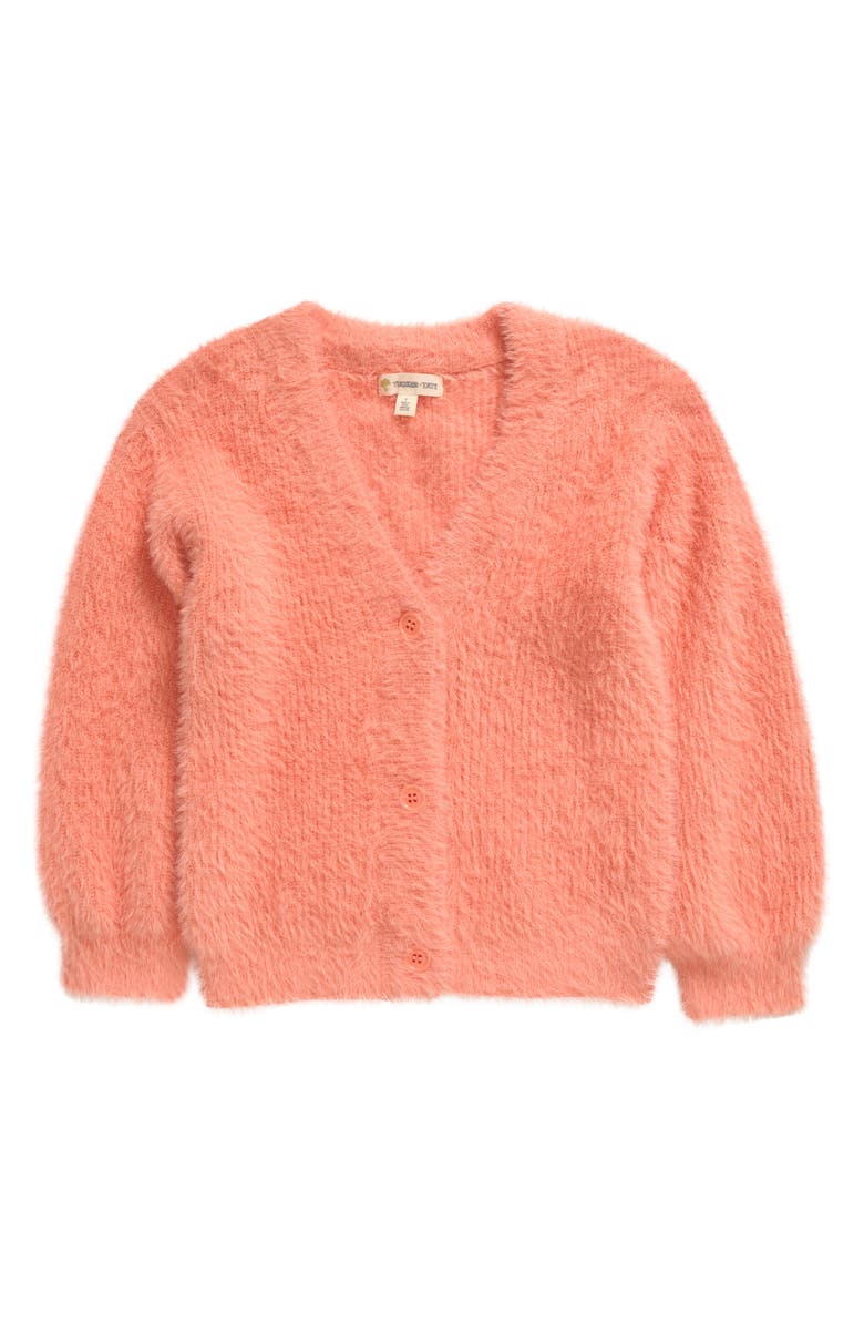 Tucker + Tate Kids' Eyelash Chenille Cardigan, Main, color, Coral Dahlia