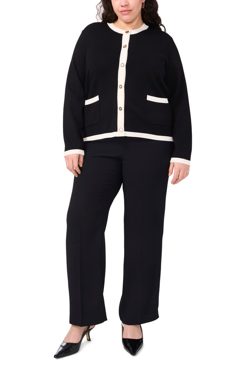 Halogen<sup>®</sup> Contrast Trim Cardigan, Alternate, color, Rich Black