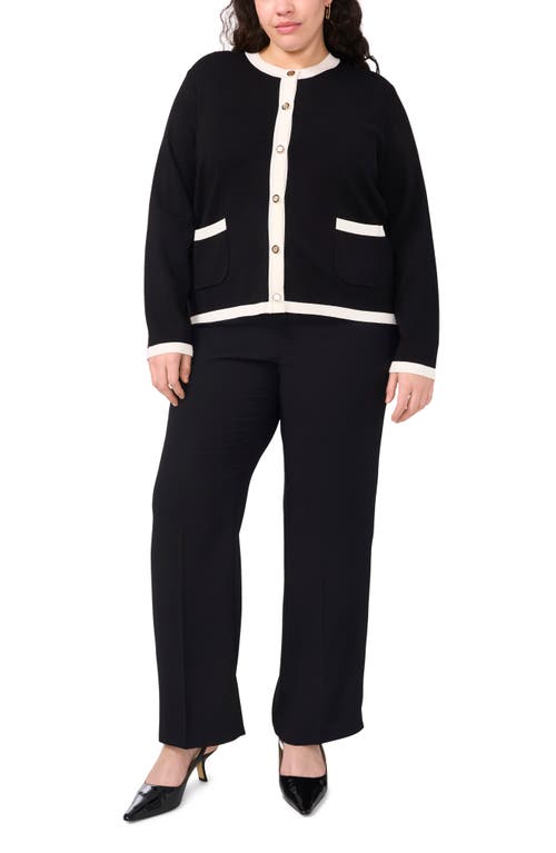 Halogenr Halogen(r) Contrast Trim Cardigan In Rich Black