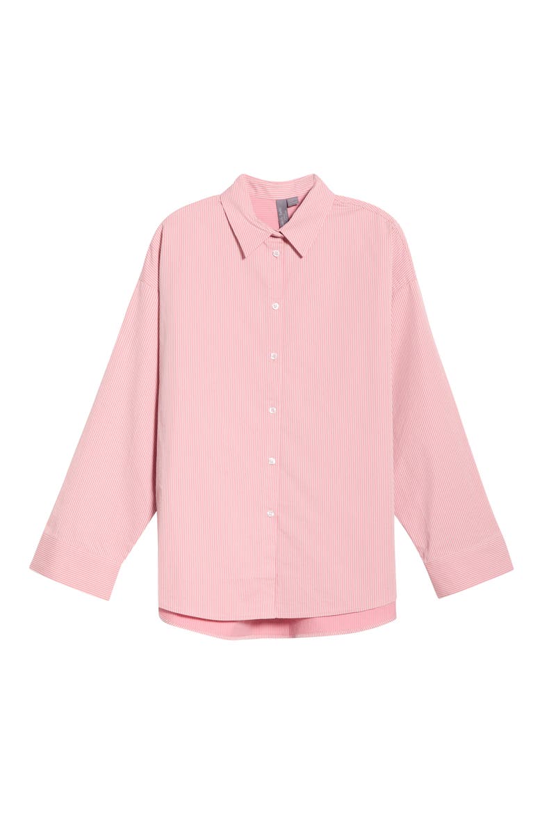 Summer Stripe Button-Up Shirt, Main, color, MELROSE PINK WHITE STRIPE