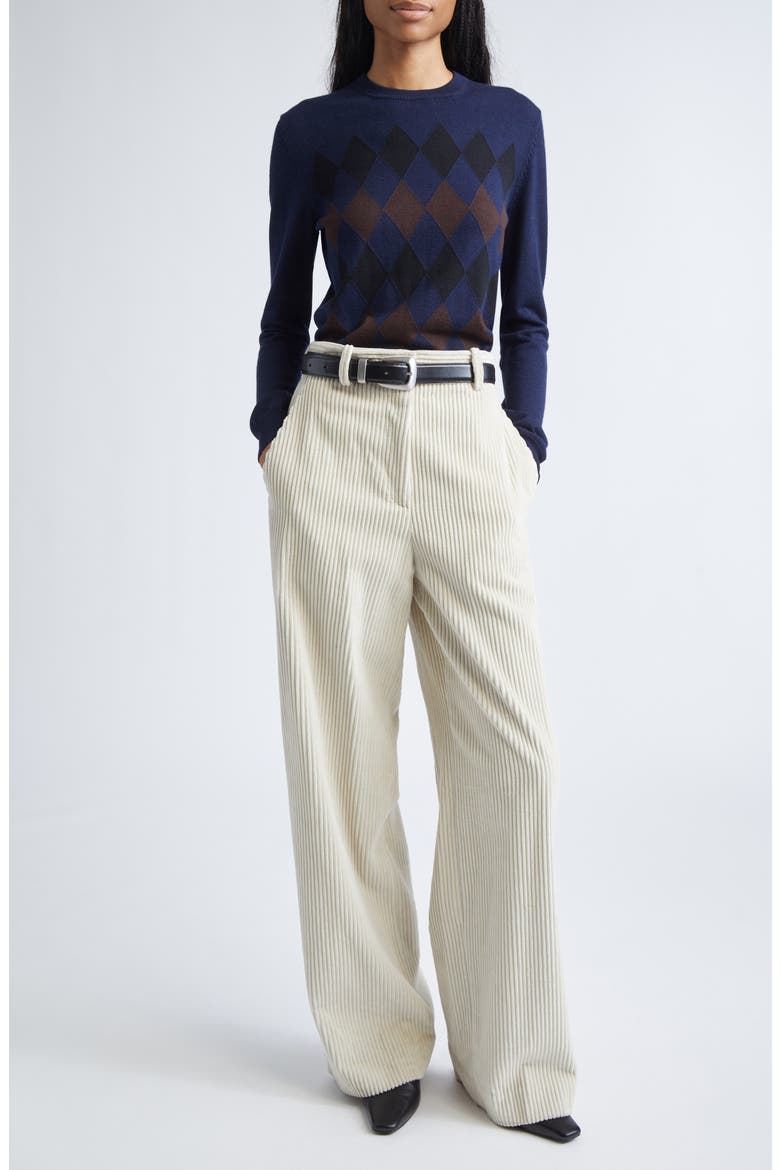 Vivian Argyle Merino Wool & Silk Sweater, Alternate, color, NAVY MULTI