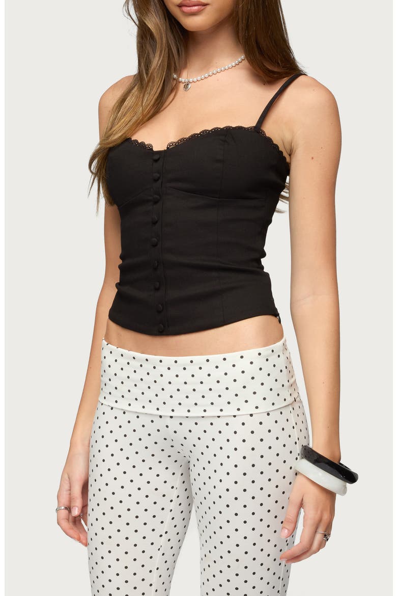 Helenna Lace-Up Button-Up Top, Alternate, color, BLACK