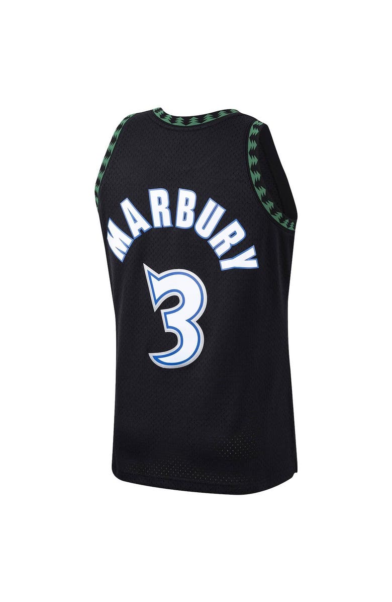 Mitchell & Ness Men's Mitchell & Ness Stephon Marbury Black Minnesota Timberwolves 1997/98 Hardwood Classics Swingman Jersey, Alternate, color,