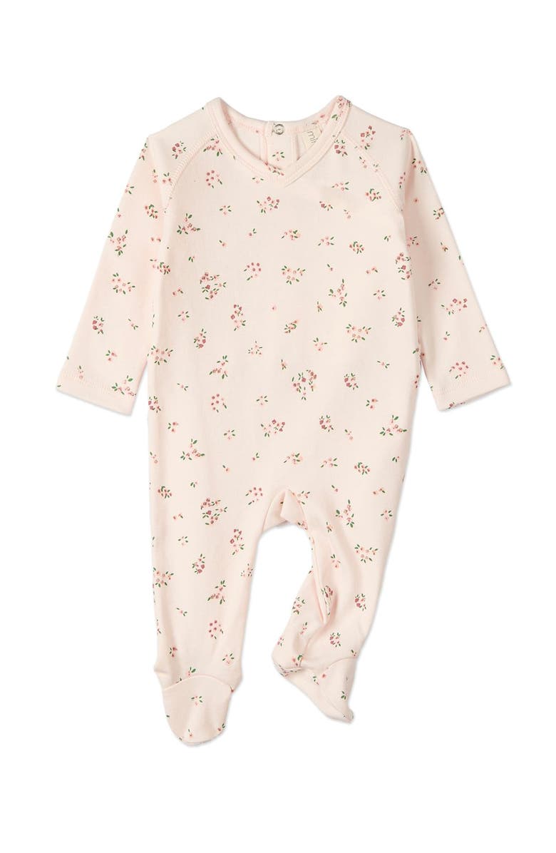 MiniMoi Baby Girls 100% Cotton Footie, Main, color, Soft Pink