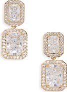 Nadri Emerald Cut Halo Drop Earrings