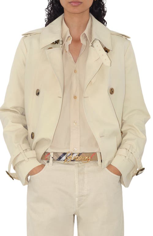 Burberry Reversible Script Logo Belt In Sand Check/black