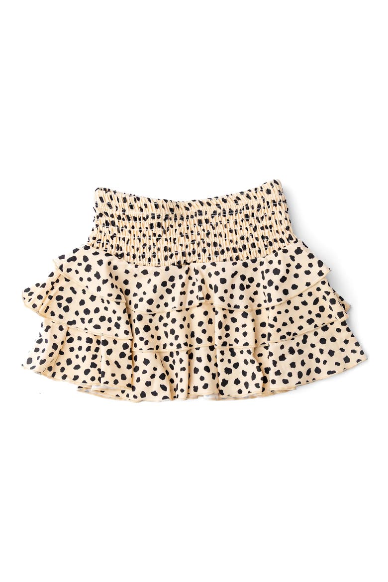 Kids' Dalmatian Leopard Smocked UPF 50+ Cover-Up Skirt, Alternate, color, LIGHT BROWN