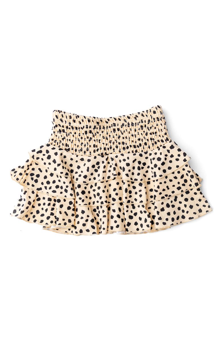 Shade Critters Kids' Dalmatian Leopard Smocked UPF 50+ Cover-Up Skirt, Alternate, color, Light Brown