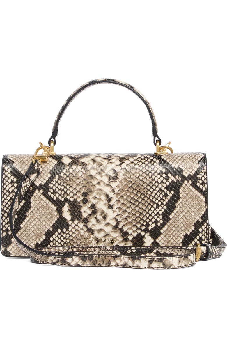 Off-White Jitney Snake Embossed Leather East/West Top Handle Bag, Alternate, color, Snake