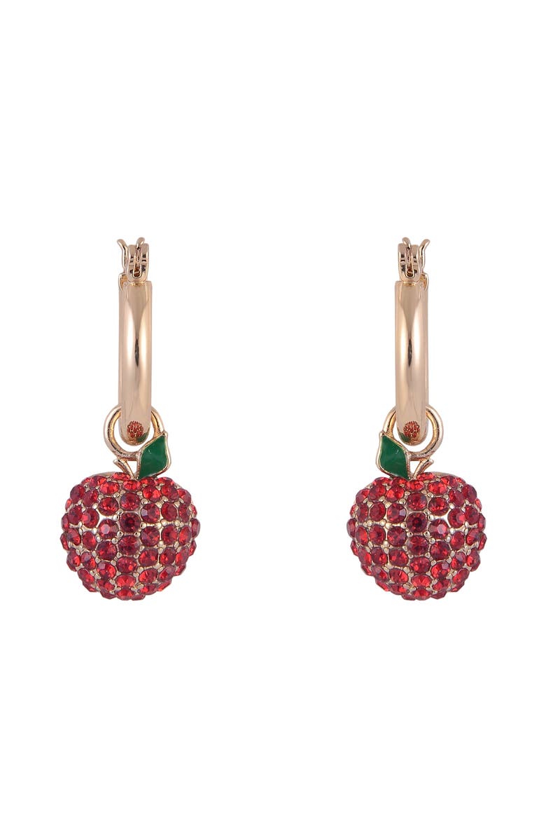 Hallmark Huggie Hoop Earrings with Pave Stone Apple Drop, Alternate, color, Red