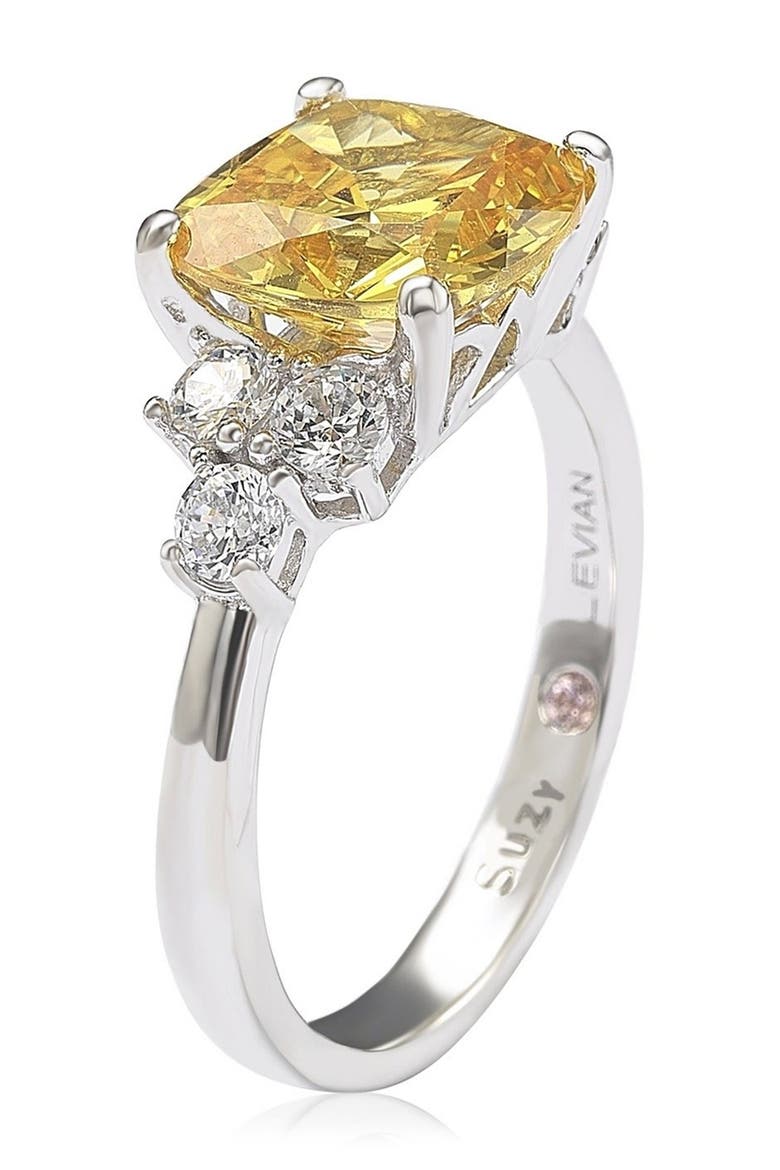 Sterling Silver Yellow Cubic Zirconia Engagement Ring, Alternate, color, YELLOW