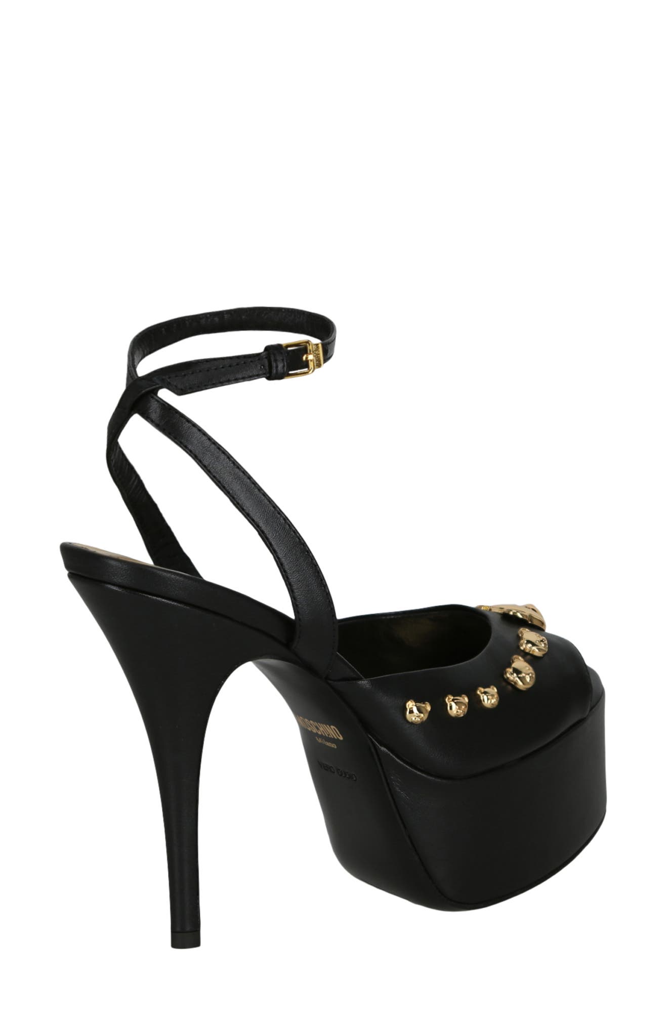 Moschino Teddy Bear Studded Ankle Strap Platform Sandal, Alternate, color, 