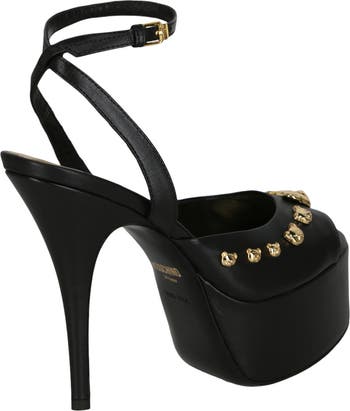 Teddy Bear Studded Ankle Strap Platform Sandal