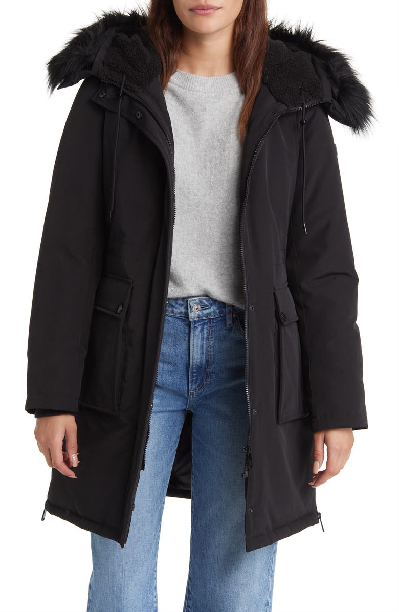 Sam Edelman Faux Fur Trim Parka, Alternate, color,
