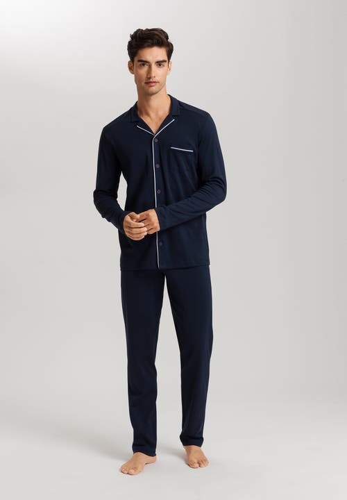 Hanro Men's Night & Day Knit Pajama Set In Deep Navy