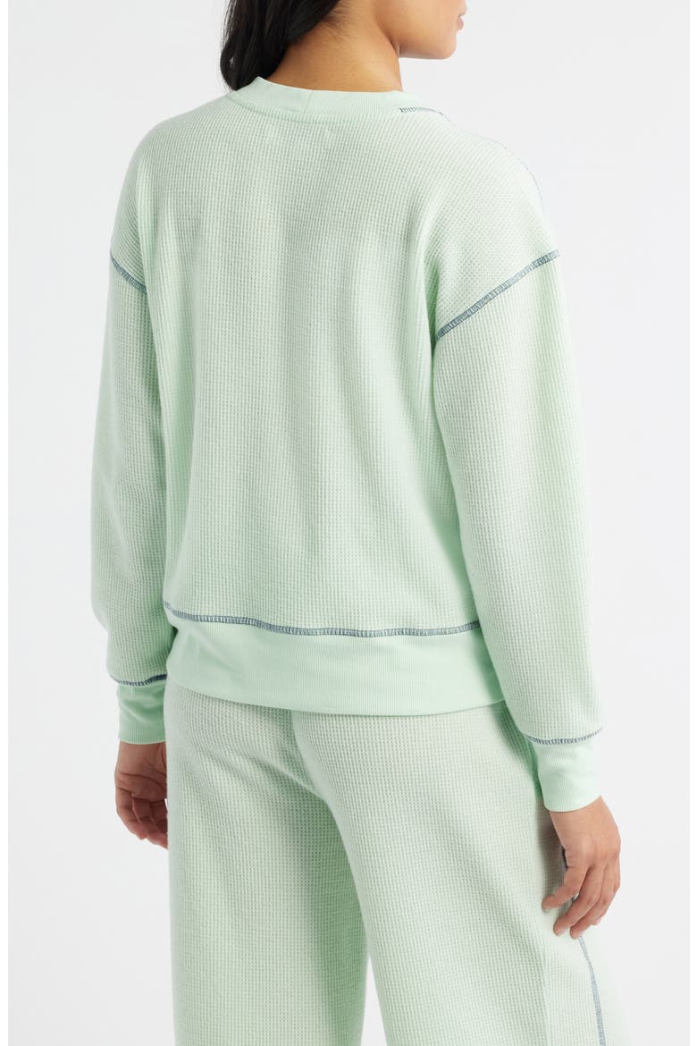 Contrast Stitch Waffle Knit Sweatshirt, Alternate, color, MINT