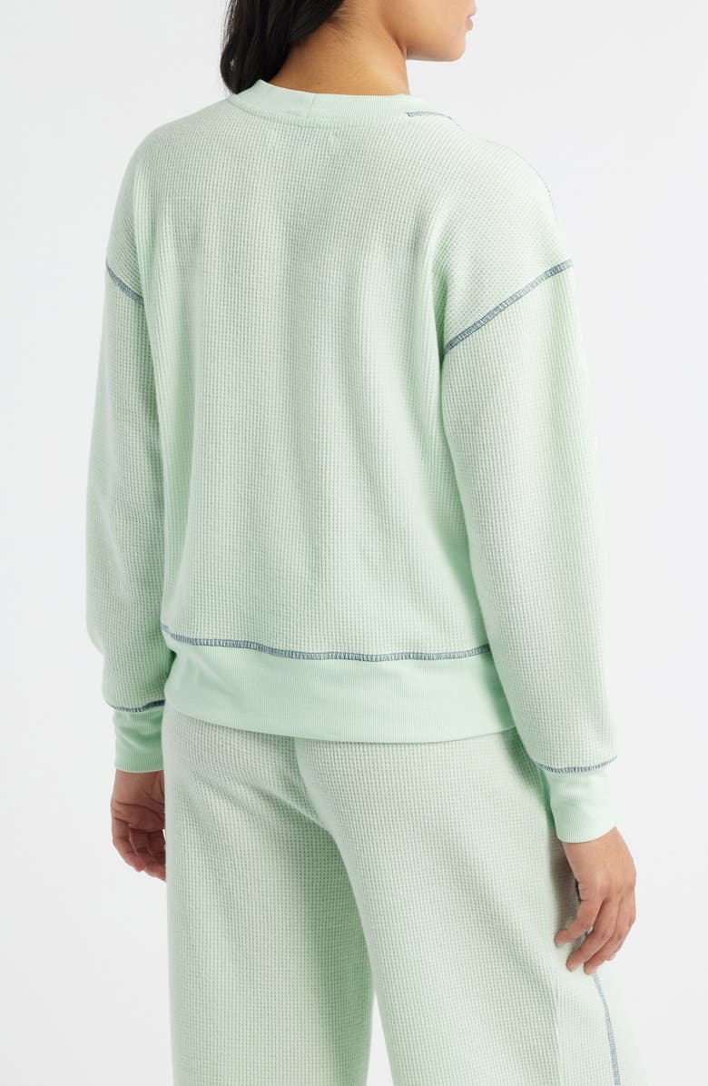 CITY BLUES Contrast Stitch Waffle Knit Sweatshirt, Alternate, color, Mint