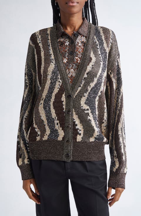 Stripe Metallic Cardigan