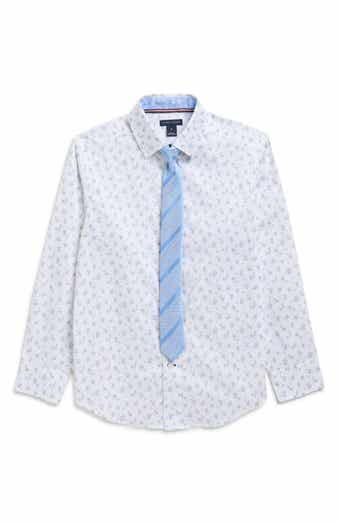 Tommy Hilfiger Kids' Floral Print Stretch Dress Shirt with Tie