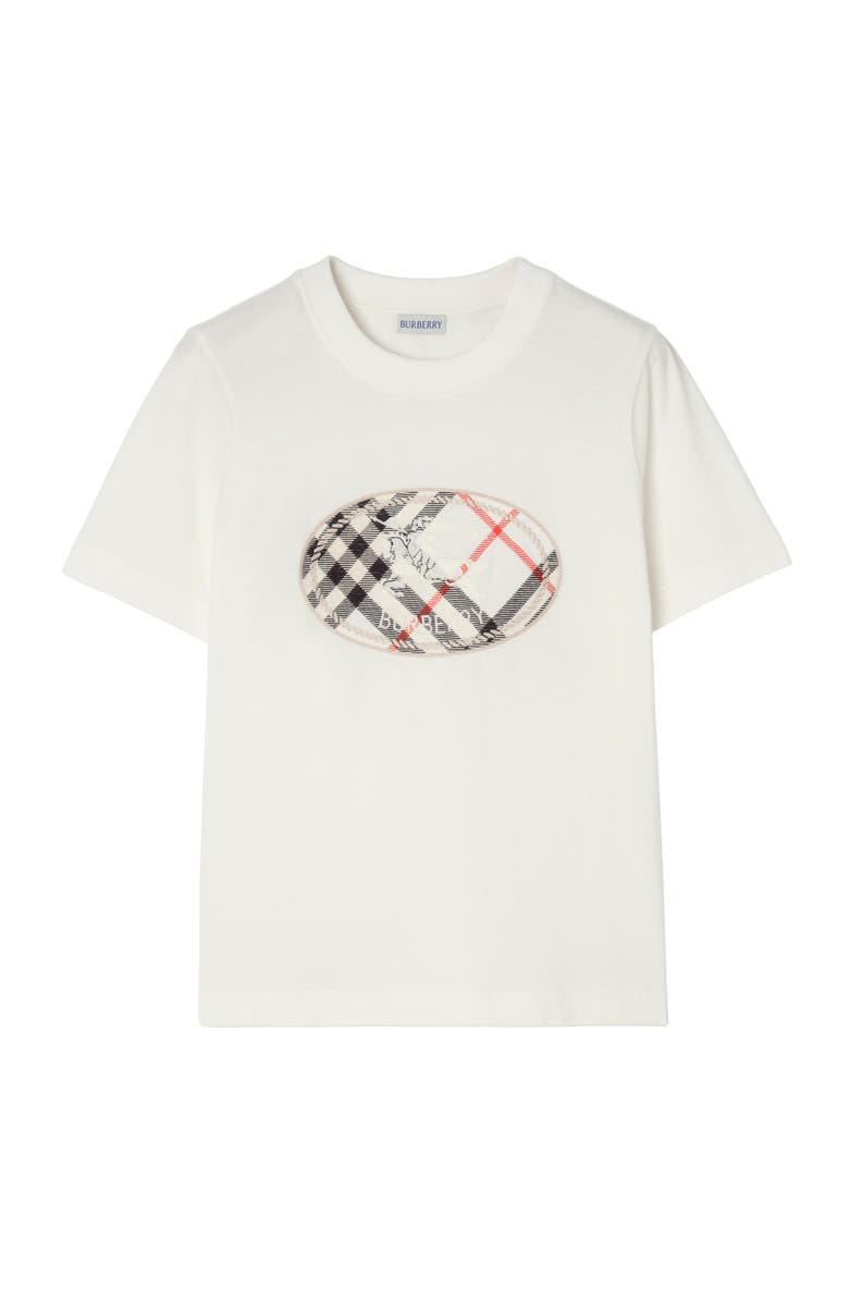 Burberry Check Knight Stamp Cotton T-shirt, Main, color, Chalk White