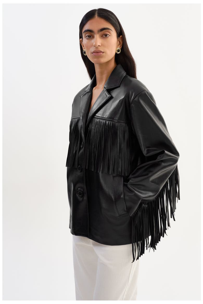 Rianne | Leather Fringe Jacket, Alternate, color, Black