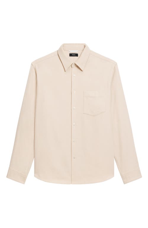 Theory Weekend Brushed Cotton Twill Button-up Shirt In Gray
