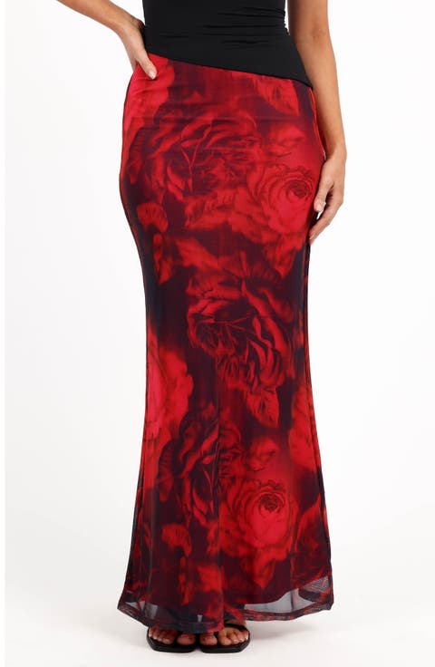 Cici Leopard Print Mesh Maxi Skirt