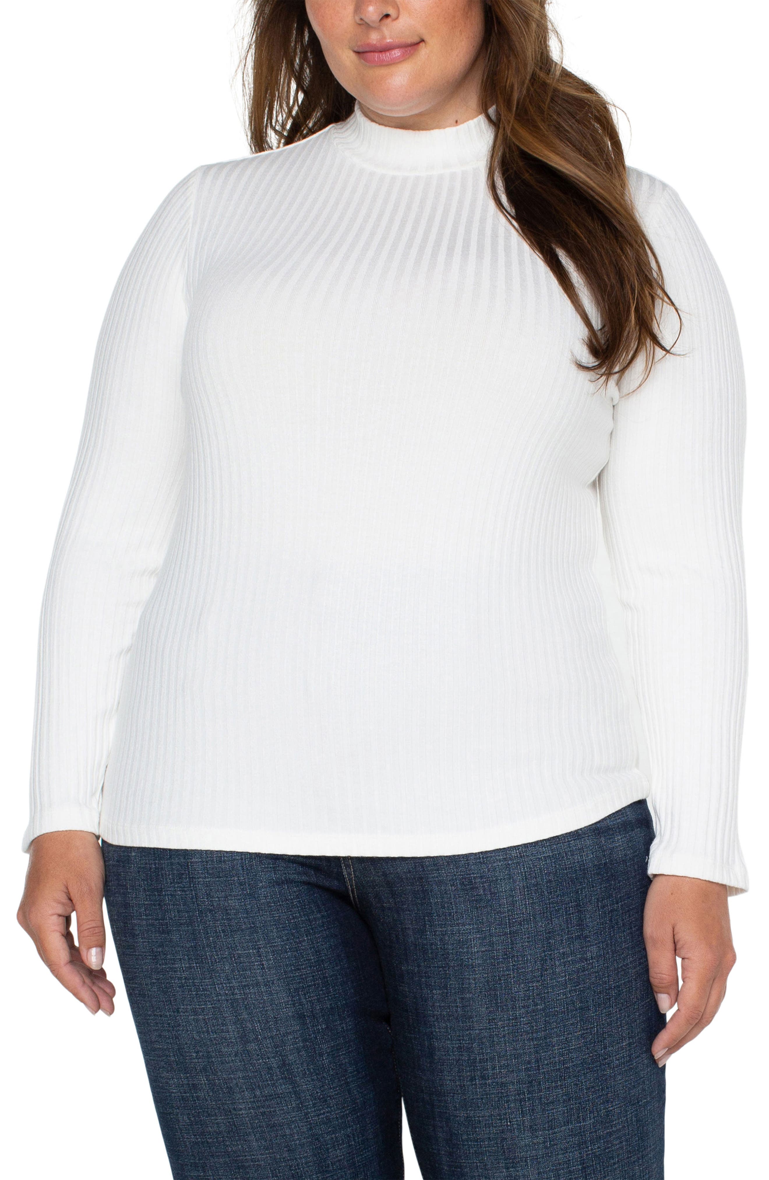 Liverpool Los Angeles Rib Mock Neck Top