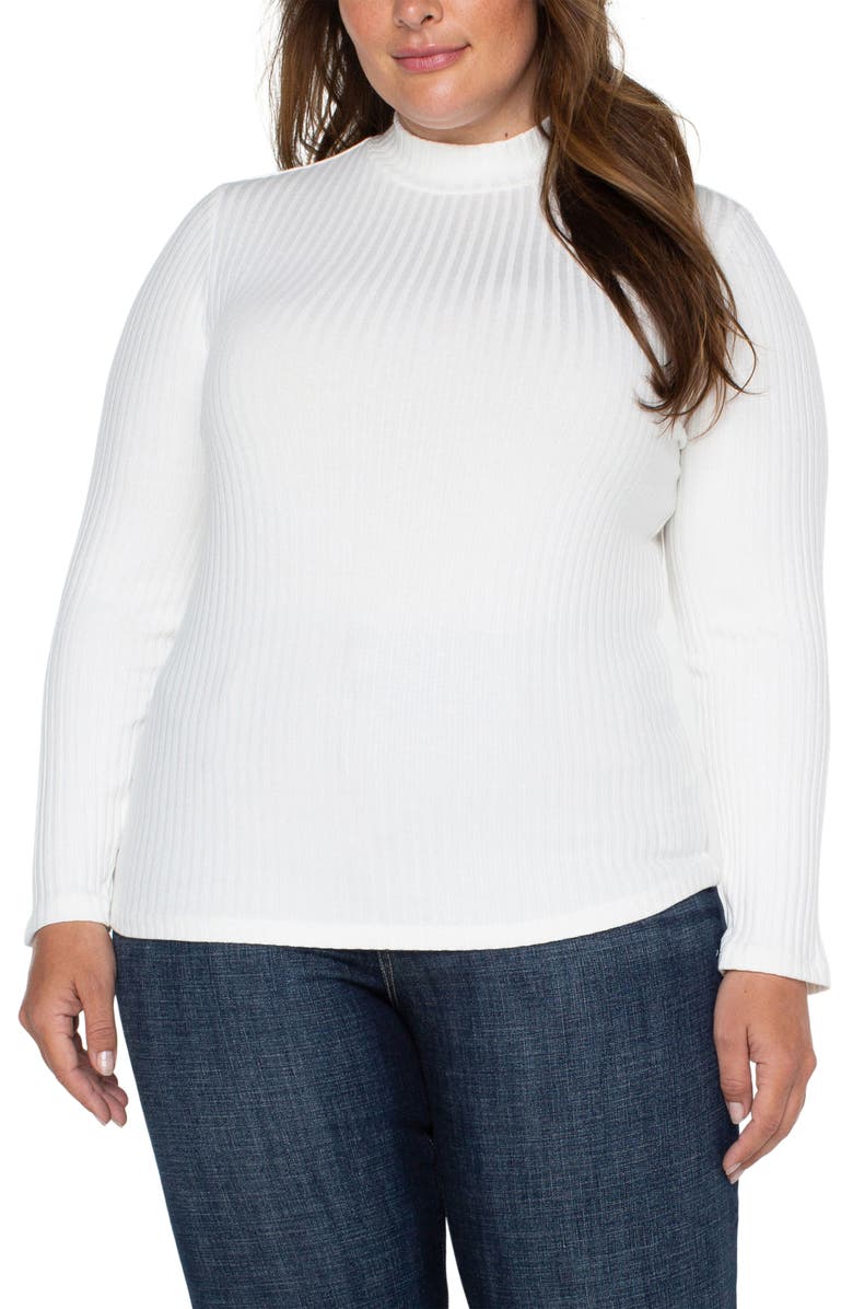 Liverpool Los Angeles Rib Mock Neck Top, Main, color, Snow