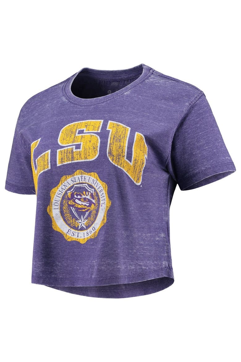 Women's Pressbox Purple LSU Tigers Edith Vintage Burnout Crop T-Shirt, Alternate, color, Purple
