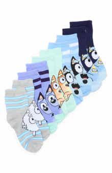 BERKSHIRE FASHIONS Kids' 5-Pack Bluey Quarter Socks with Reusable Pouch