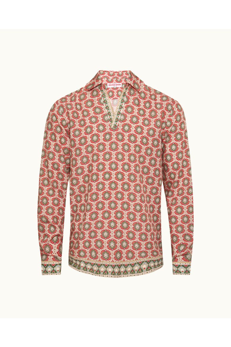 Ridley Relaxed Fit Passetto Print Overhead Shirt, Alternate, color, Vermillion