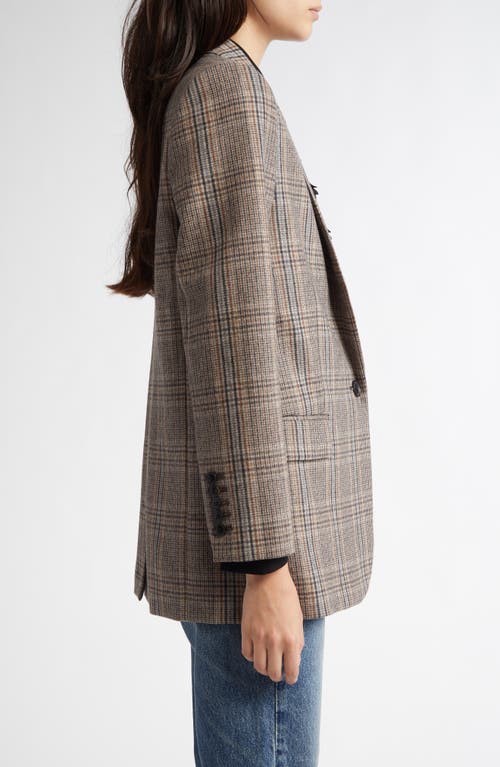 Nili Lotan Diane Plaid Wool Blend Jacket In Sand Plaid