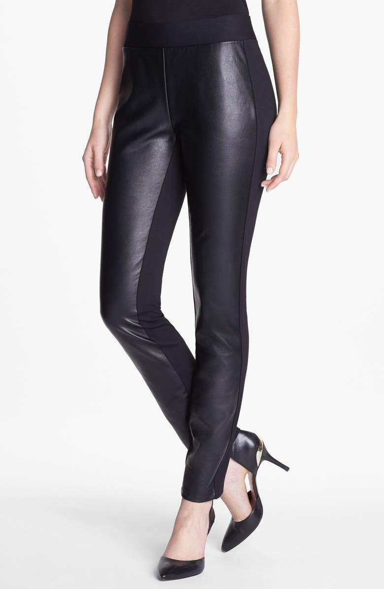 NYDJ Faux Leather & Stretch Ponte Leggings, Main, color,