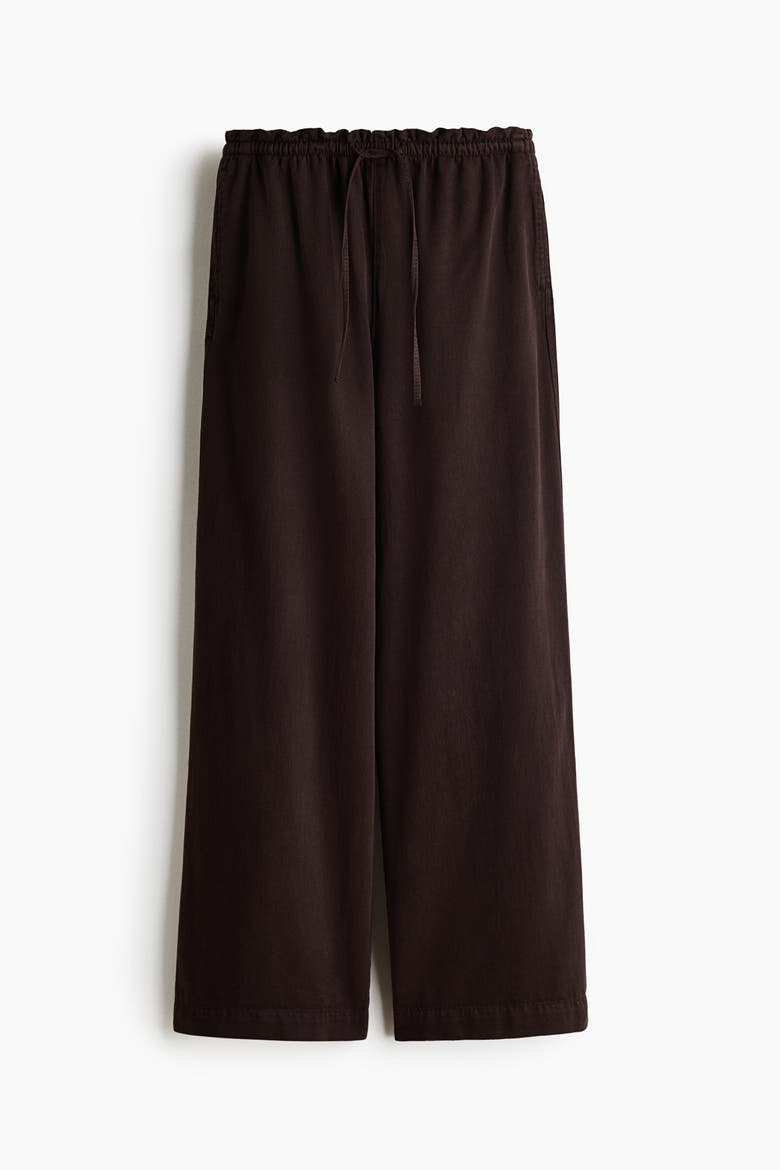 Tie-belt Wide Paper Bag Trousers, Alternate, color, Dark brown