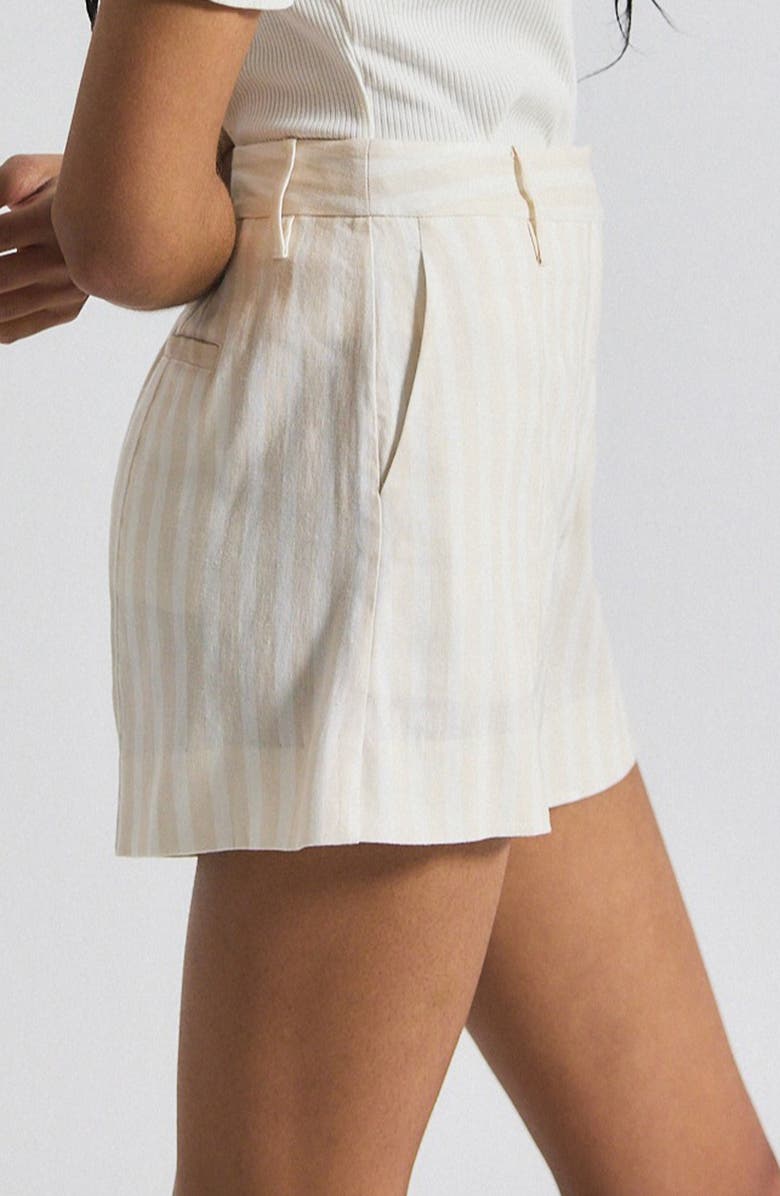 Derek Lam 10 Crosby Freja Tonal Stripe Stretch Linen Blend Shorts, Alternate, color,