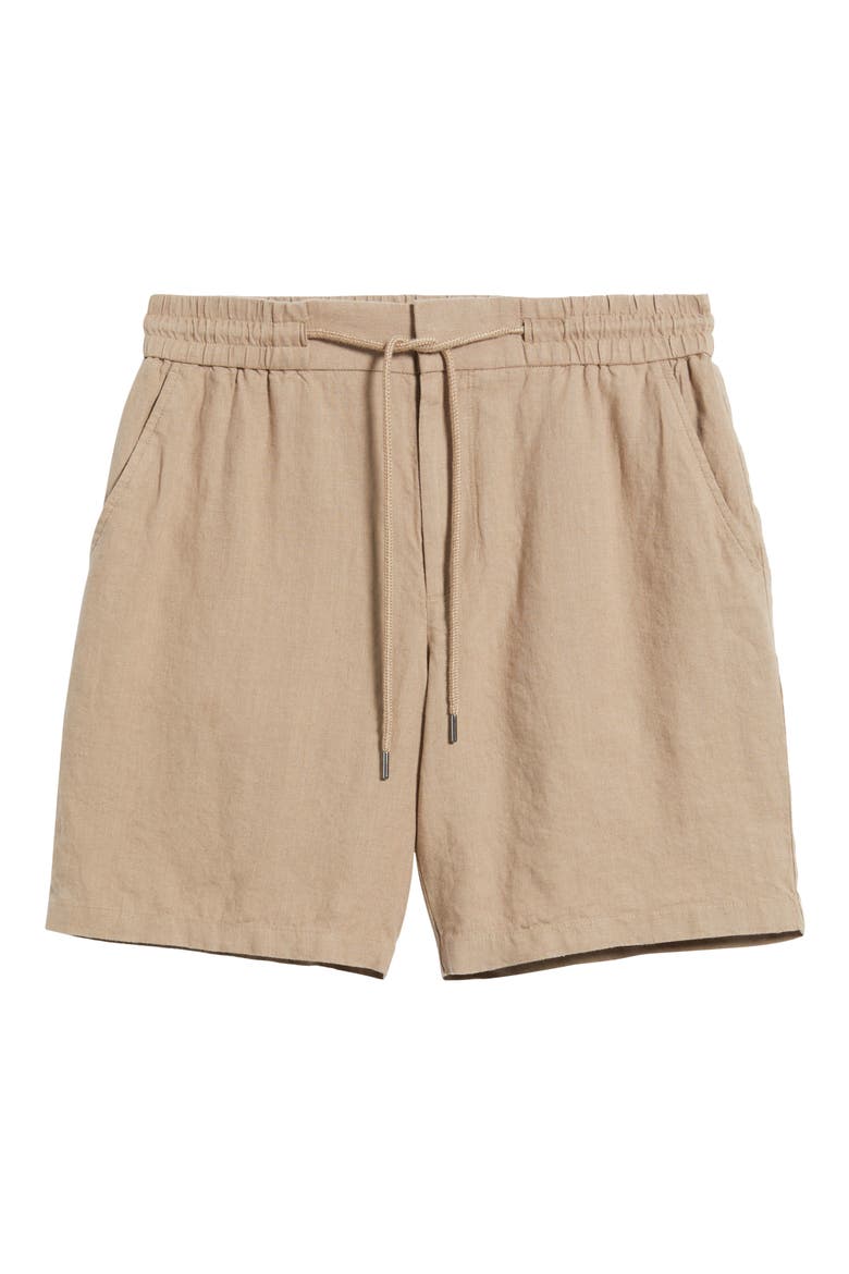 Hybrid City Flat Front Linen Shorts, Alternate, color, TAN DESERT