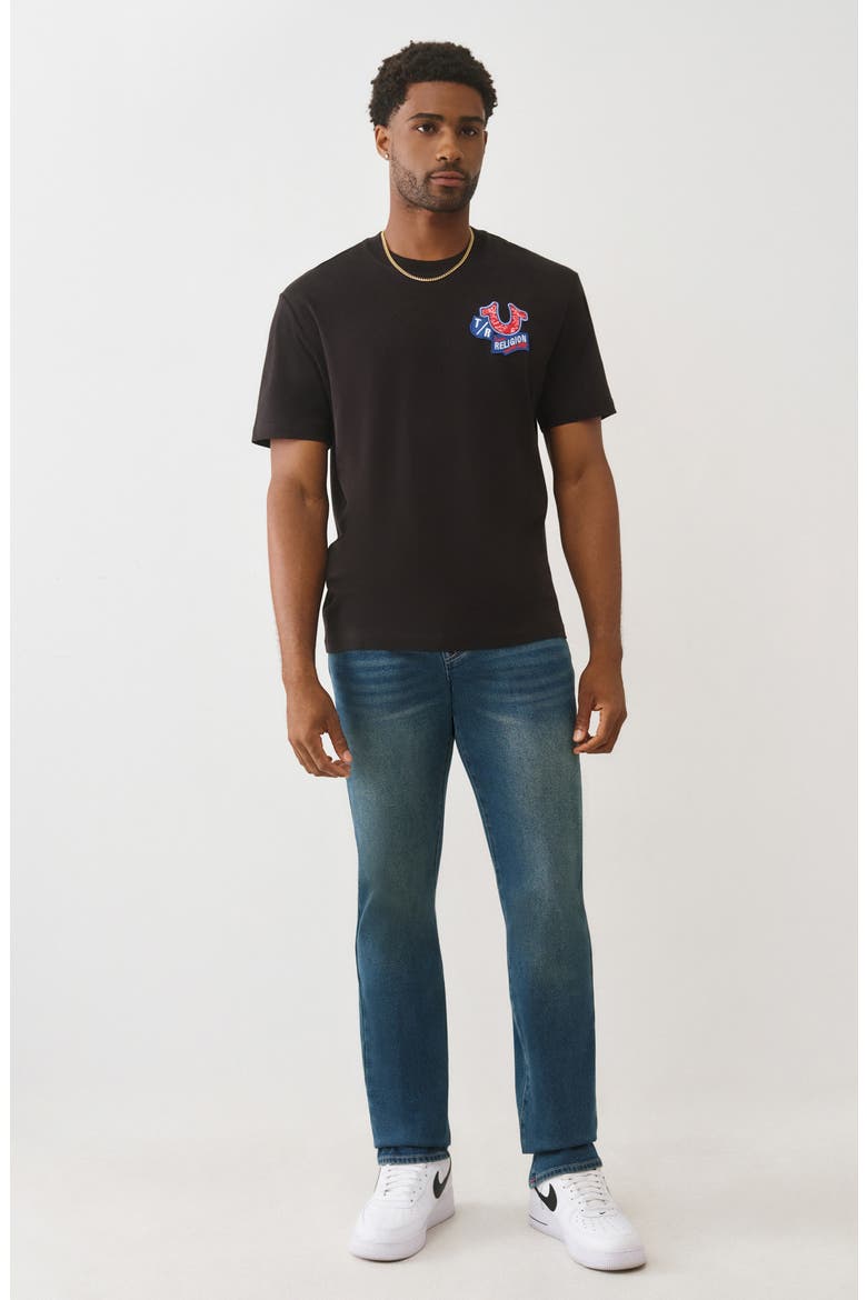 Embroidered Patch Graphic T-Shirt, Alternate, color, JET BLACK