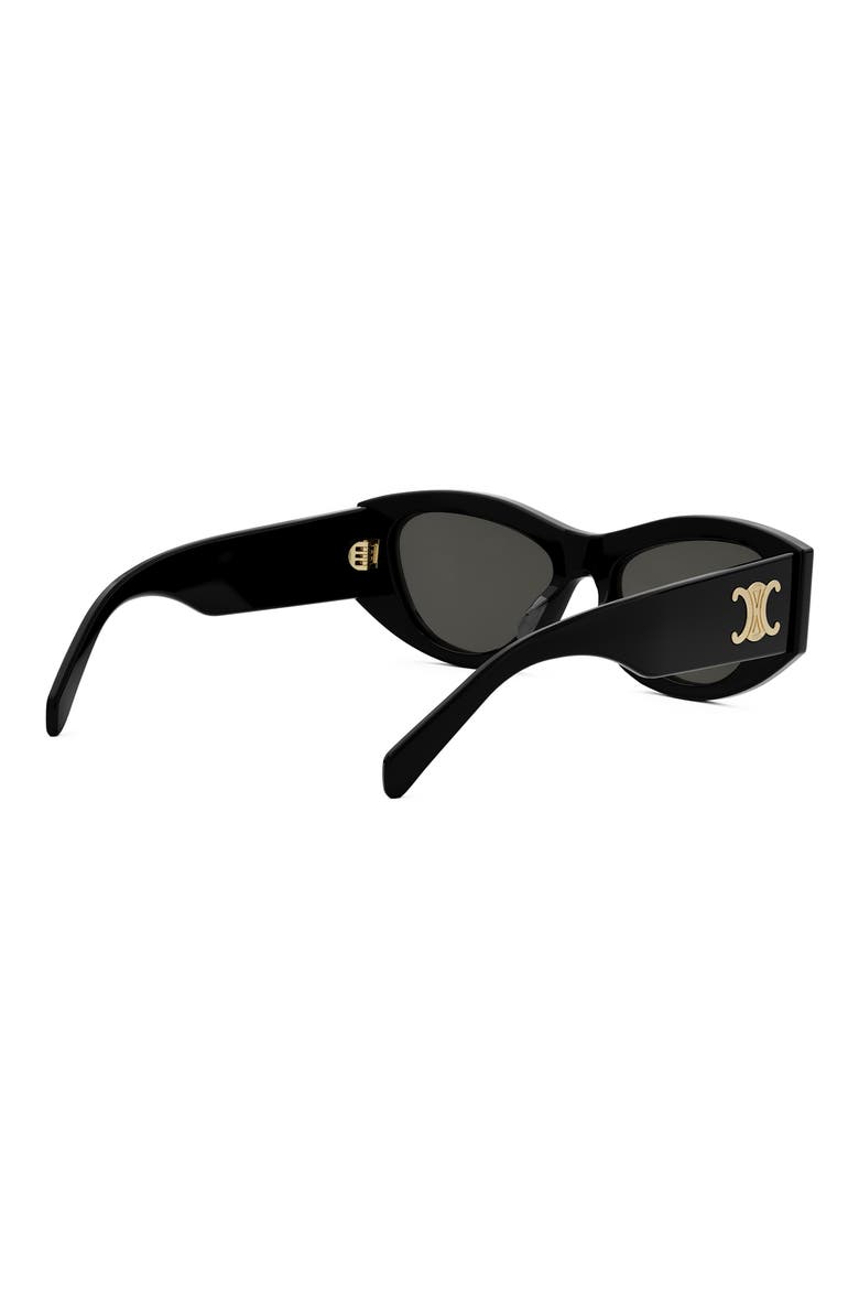 Triomphe 55mm Rectangular Sunglasses, Alternate, color, SHINY BLACK / SMOKE