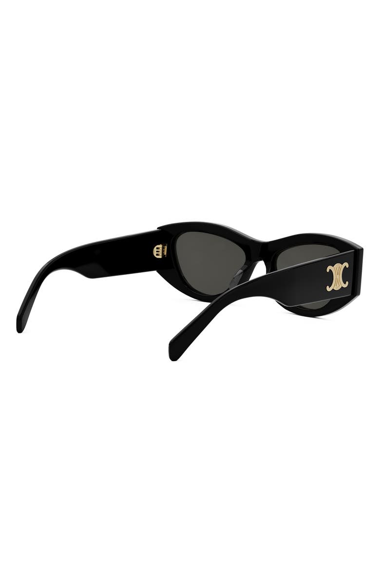 CELINE Triomphe 55mm Rectangular Sunglasses, Alternate, color, Shiny Black / Smoke