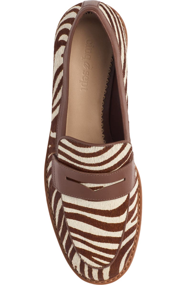 Cinq à Sept Gretta Zebra Haircalf Loafer, Alternate, color, Dark Sepia/ Ivory